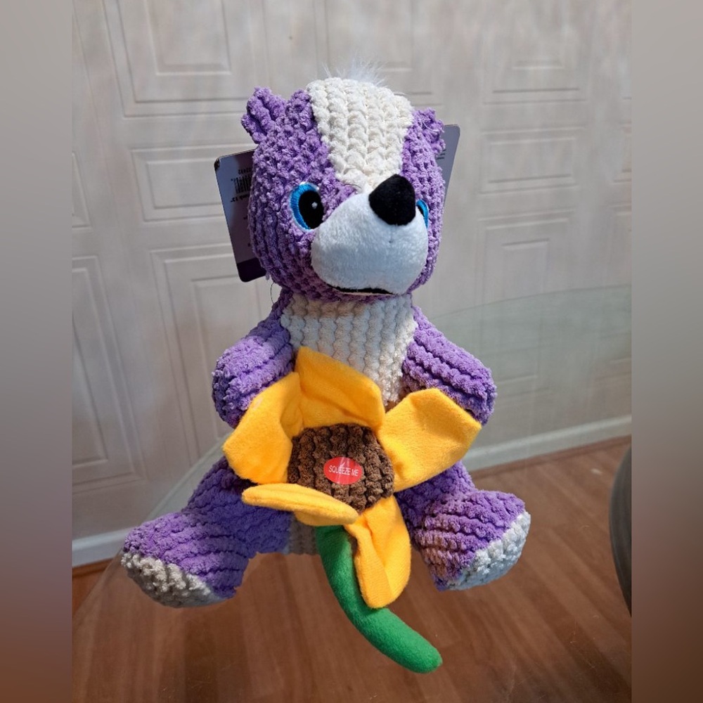 - - Beutiful Patchwork Blossom The Skunk  Dog Toy With Squeaker 13”